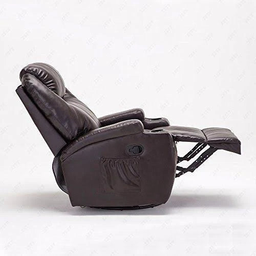 Brown Leather Heated Swivel Recliner Chair C17853