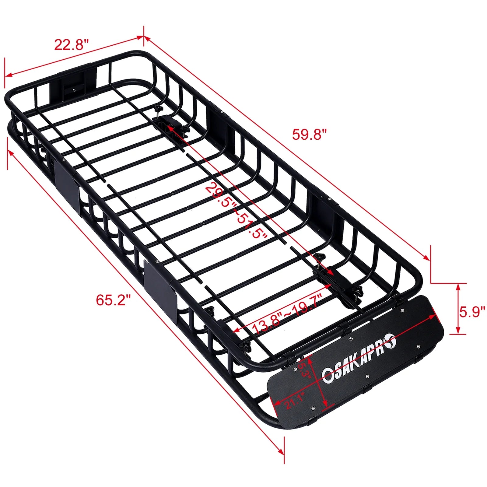 Black Steel Rooftop Cargo Carrier Basket K83372