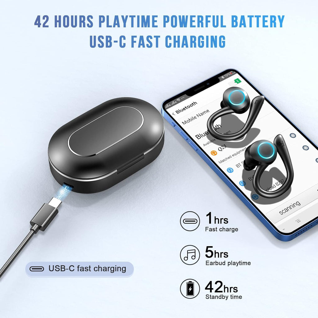 Wireless Bluetooth Sport Earbuds with Earhooks, IP7 Waterproof Noise Cancelling Headset N256600