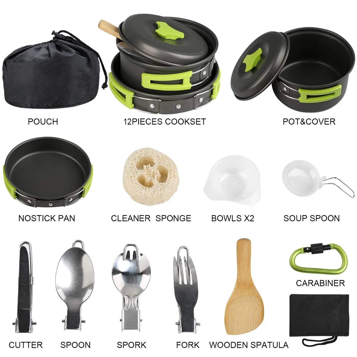 15 Pcs Non Stick Camping Cookware Set V817279