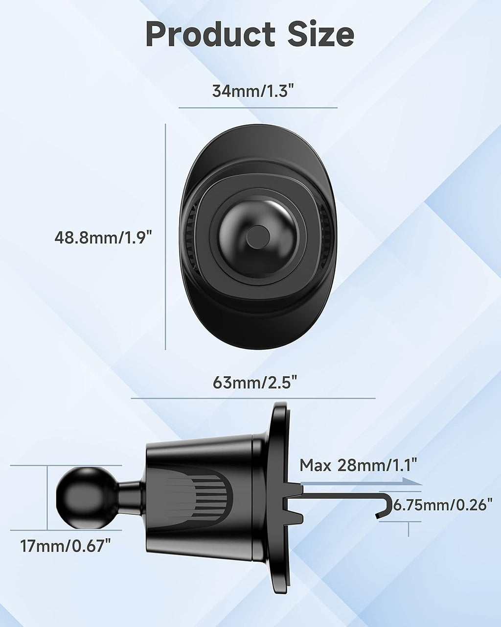 Universal Air Vent Clip Car Mount with Joint Ball Pack of 2 S7861