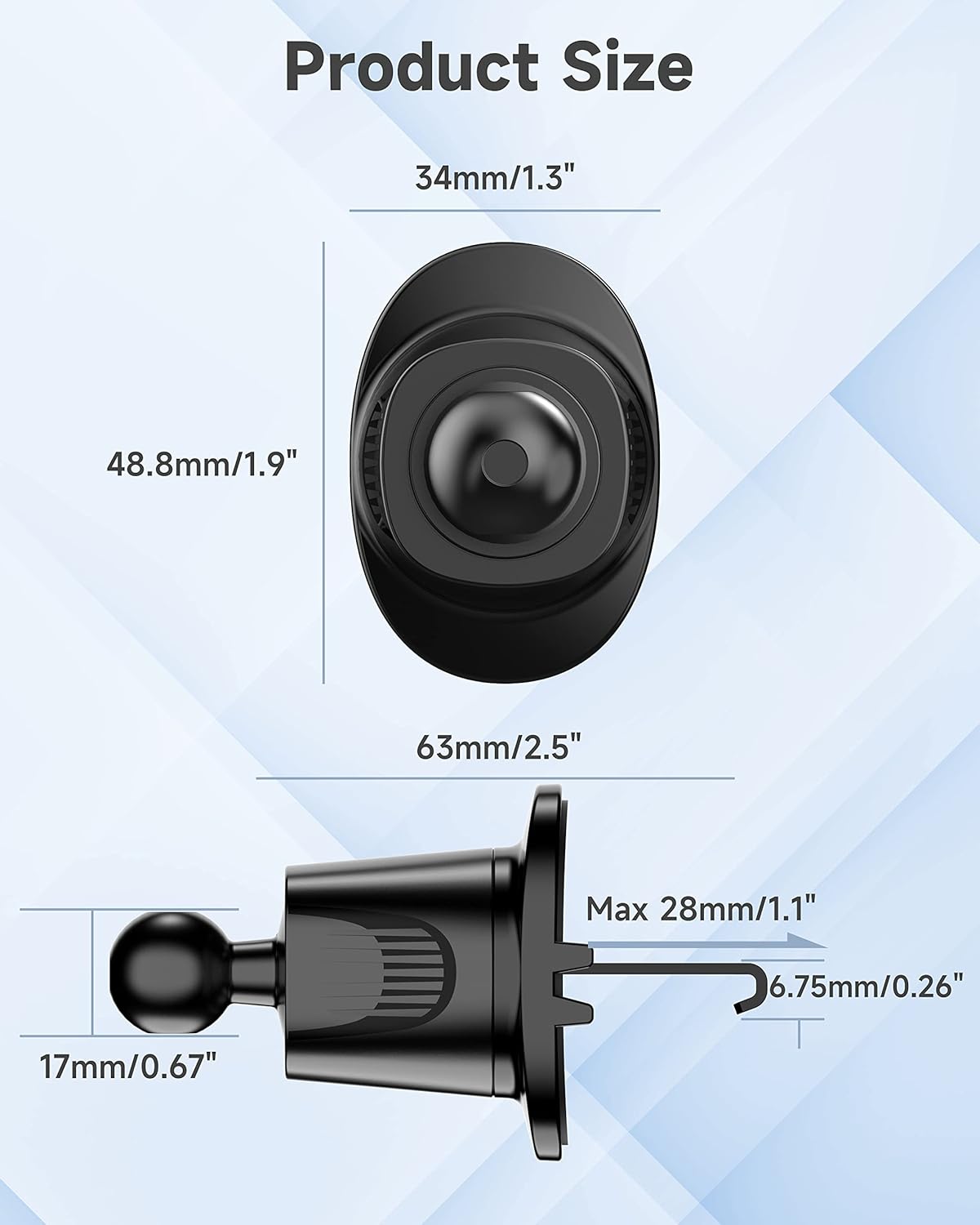 Universal Air Vent Clip Car Mount with Joint Ball Pack of 2 S7861