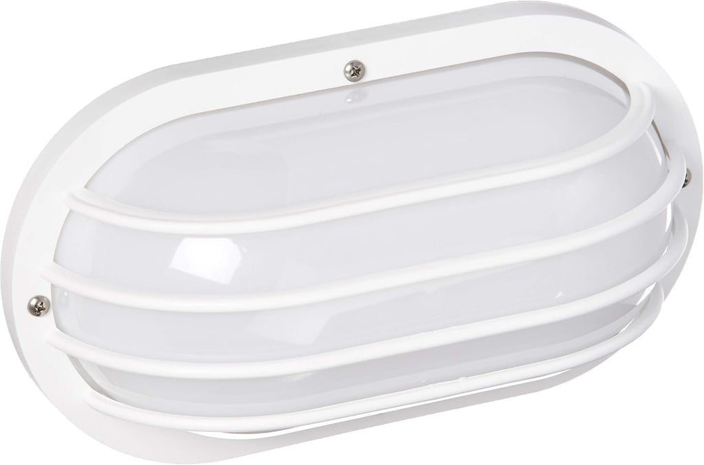 White Pack of 2 Bulkhead 1-Light Oval Cage W595228
