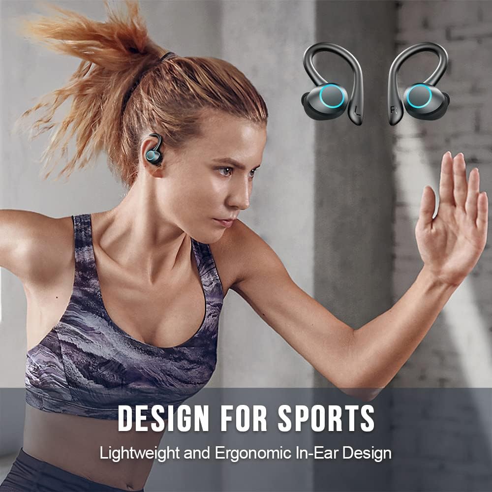 Wireless Bluetooth Sport Earbuds with Earhooks, IP7 Waterproof Noise Cancelling Headset N256600