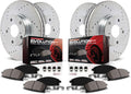 Front and Rear Carbon Fiber Brake Pads with Drilled & Slotted Brake Rotors Kit V404