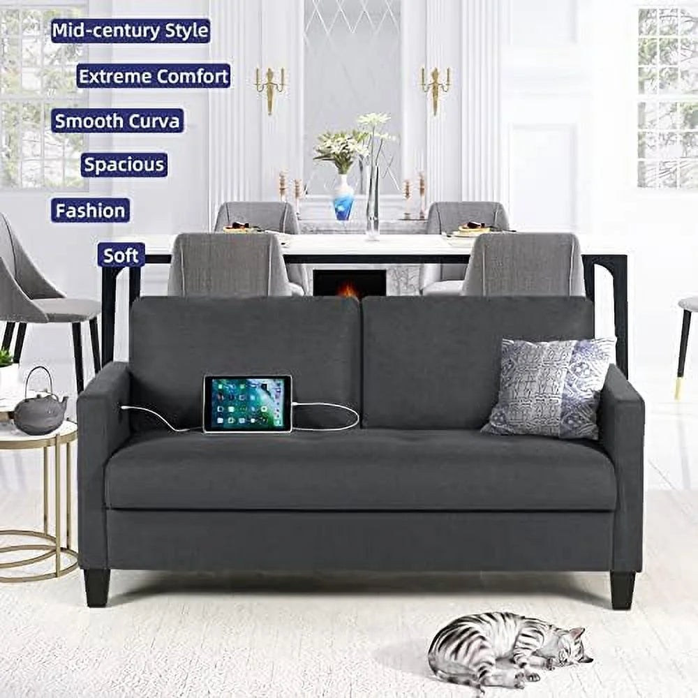 72" W Fabric 3 Seater Couch with 2 USB H9477
