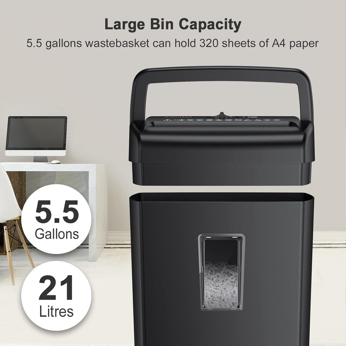 10-Sheet Cross-Cut Paper Shredder with 5.5 Gallons Wastebasket, Black V236