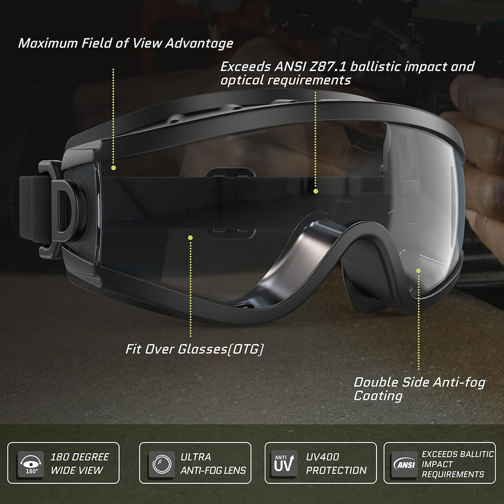 Black Frame Pack of 2 Anti Fog OTG Shooting Goggles M89559
