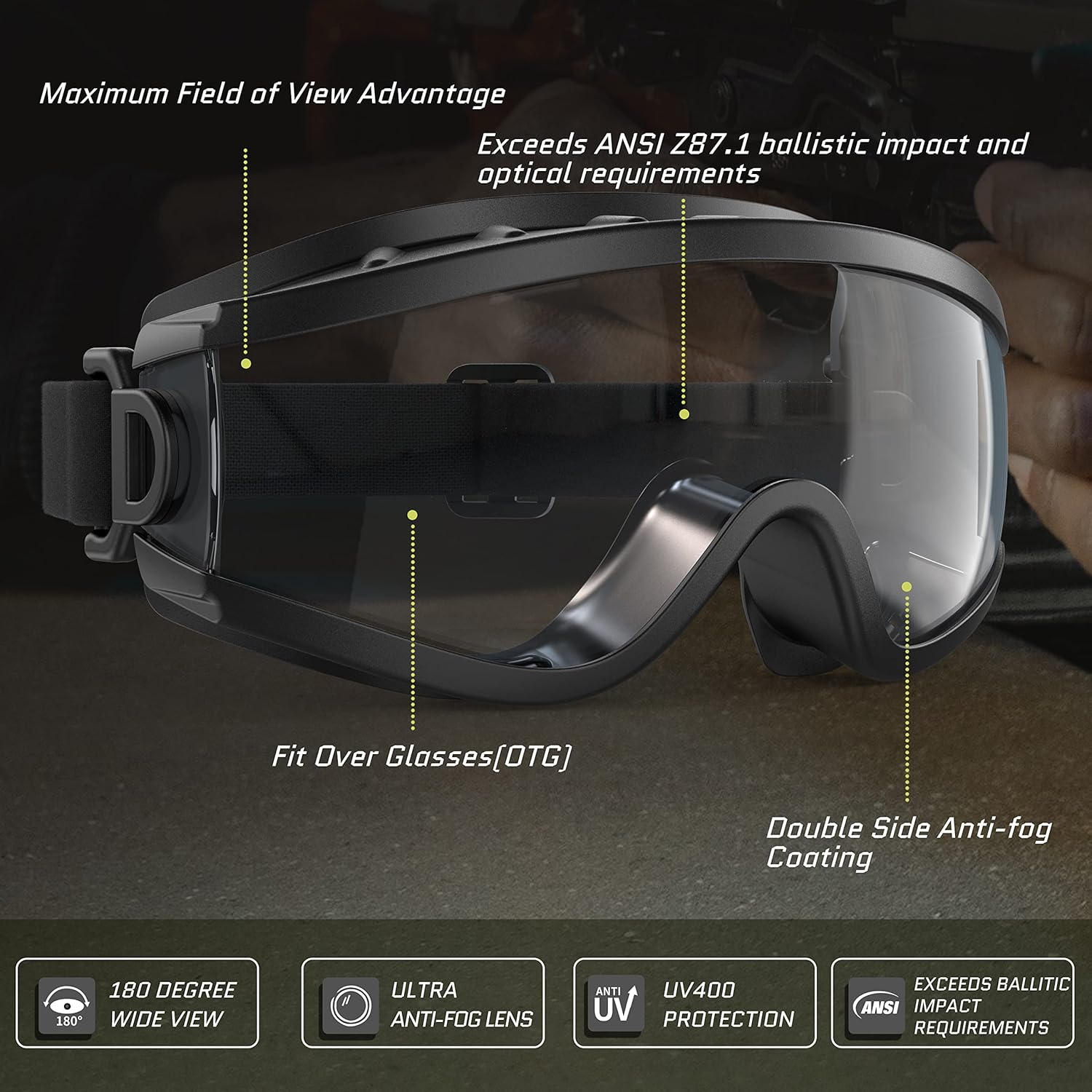 Black Frame Pack of 2 Anti Fog OTG Shooting Goggles M89559