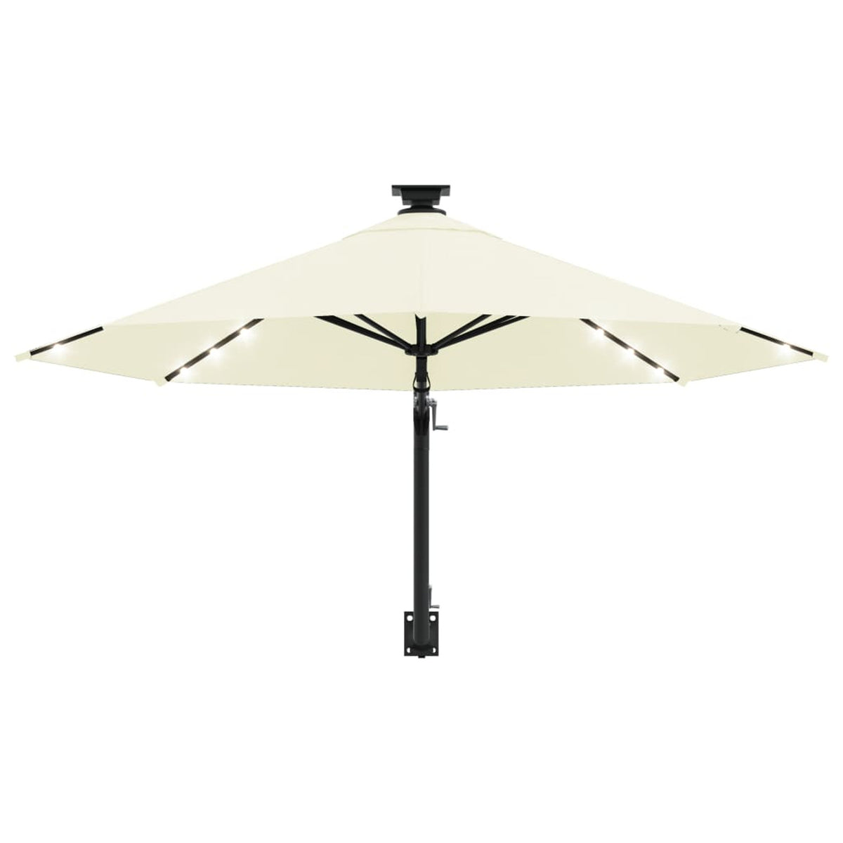 Wall Mounted Parasol with LEDs and Metal Pole Garden Folding Umbrella Sand 118.1 x 51.6 Inches G579061