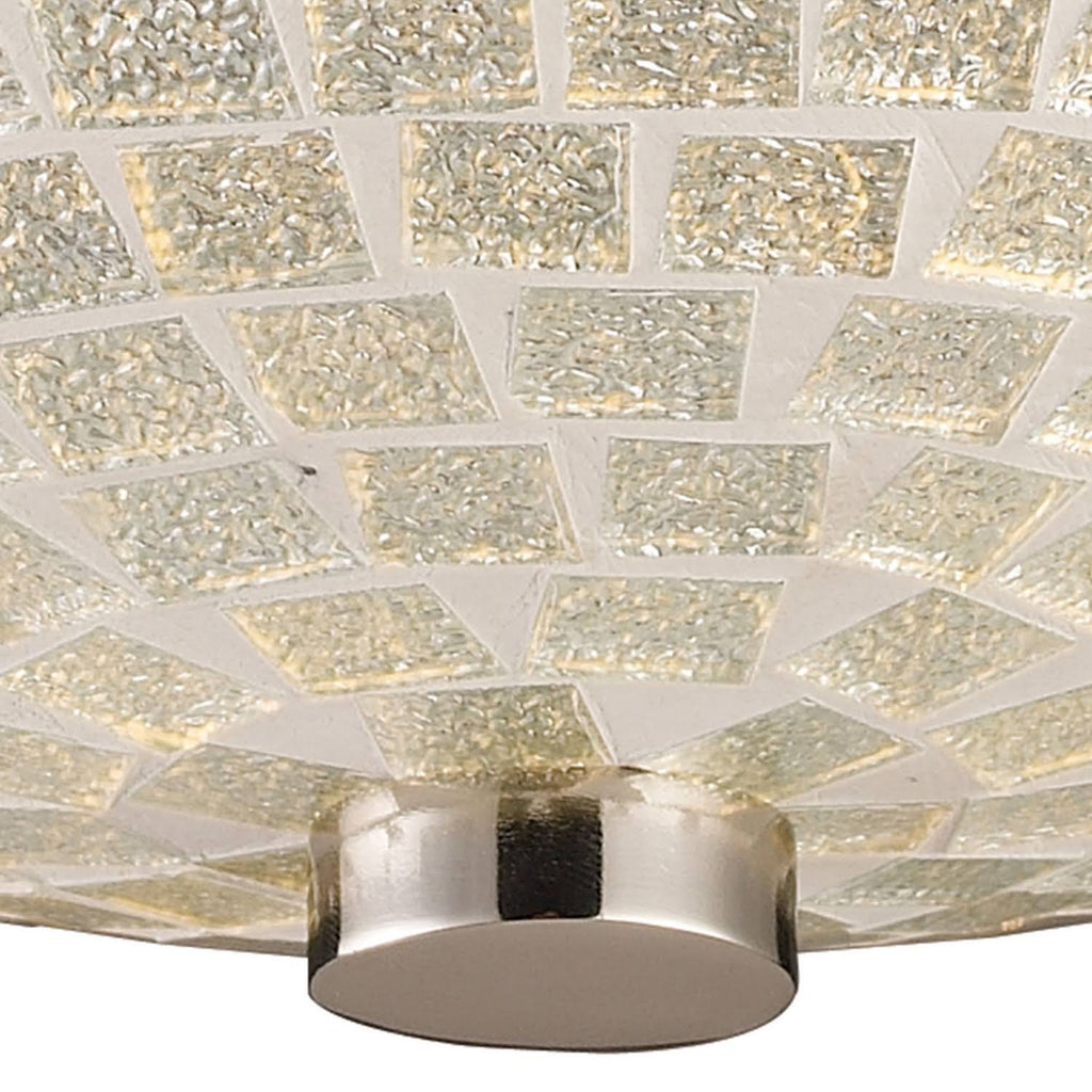 Satin Nickel 2-Light Semi-Flush with Silver Mosaic Glass A5038