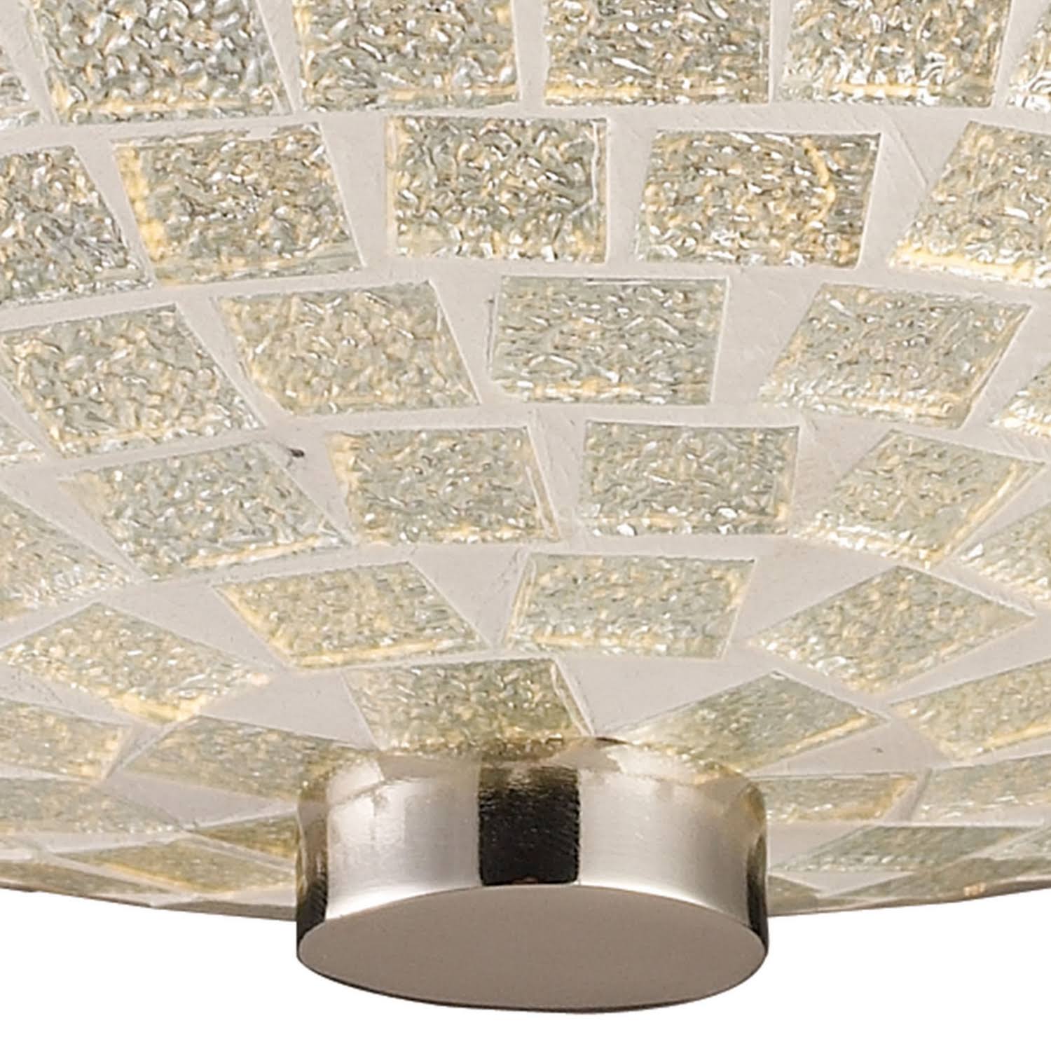 Satin Nickel 2-Light Semi-Flush with Silver Mosaic Glass A5038