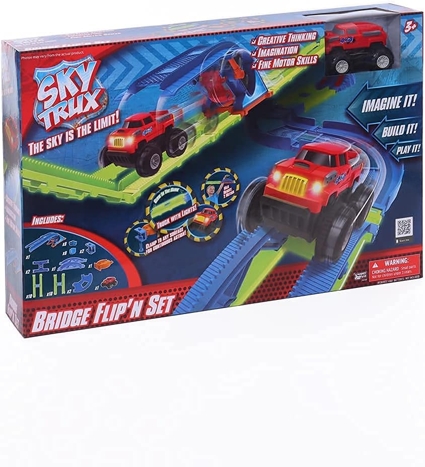 Glow in The Dark Race Car Track Playset, 45 Pcs with Lights L5782