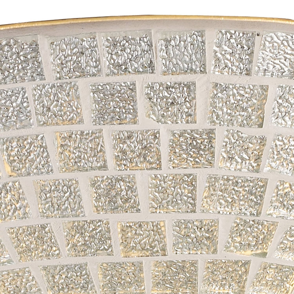 Satin Nickel 2-Light Semi-Flush with Silver Mosaic Glass A5038