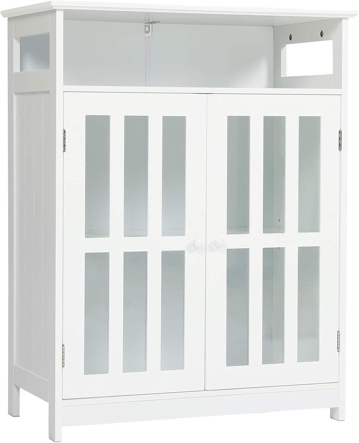 White Utility Storage Cabinet with Tempered Glass Doors and Adjustable Shelf W47751