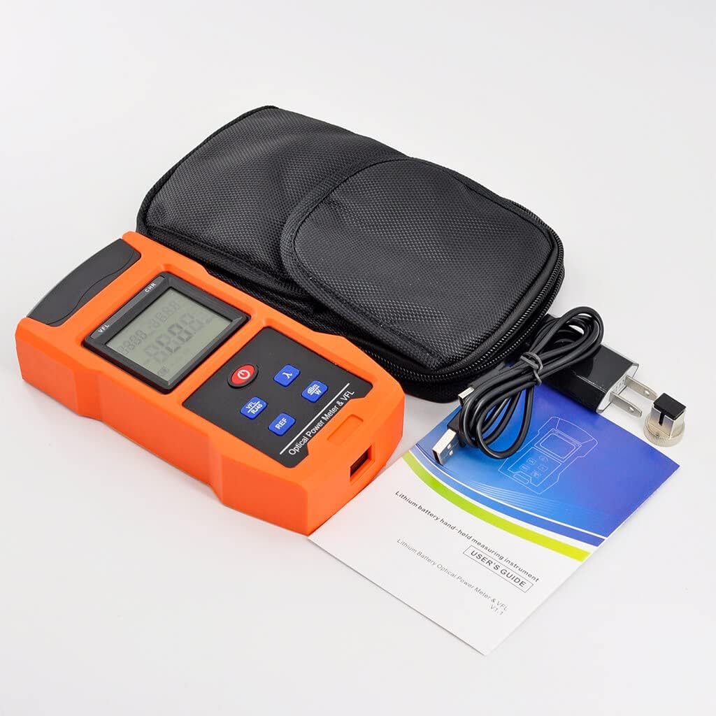 Optical Power Meter with Visual Fault Locator, Fiber Light Tester, Rechargeable Battery, USB Charge Port, Pack of 2 K46210