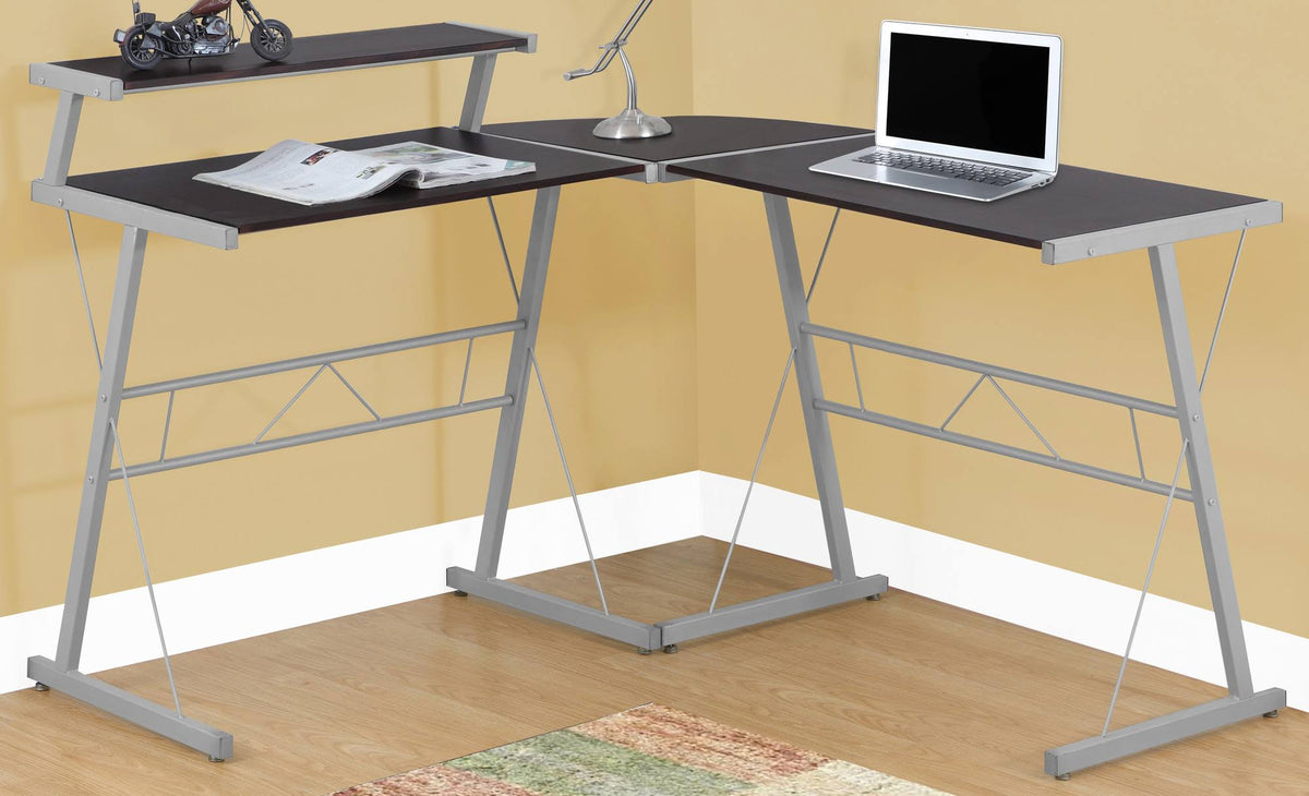 Cappuccino Top Silver Metal Computer Desk B294