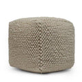 Ivory Wool Square Pouf Ottoman Q814