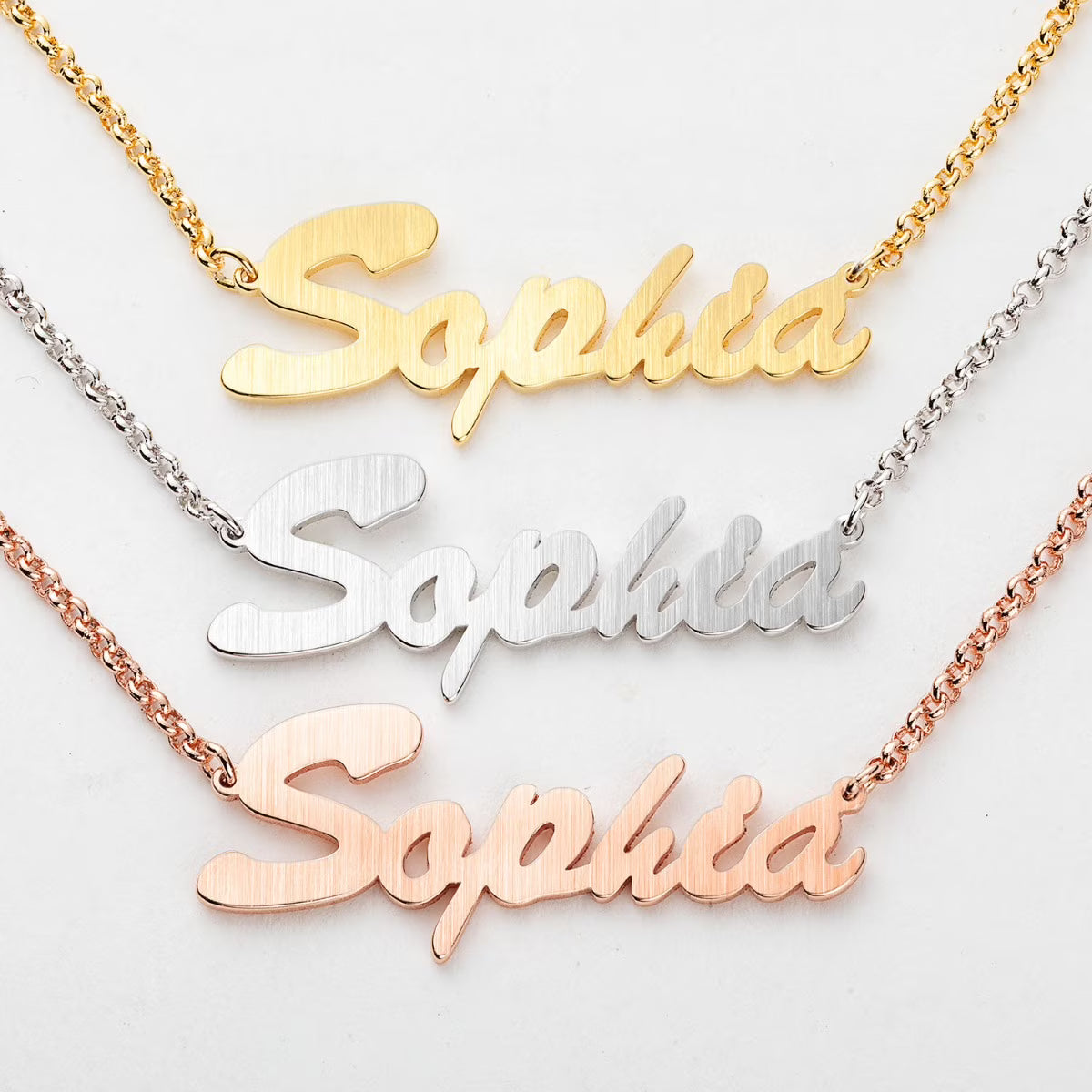 Satin Finish Script Name Necklace A1721