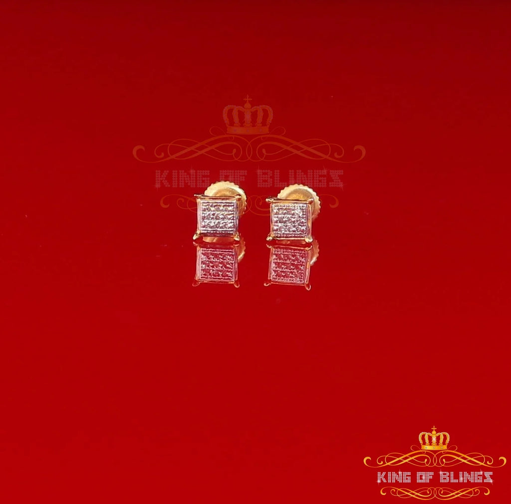 10K Real Yellow Gold Square Stud Earring O47001