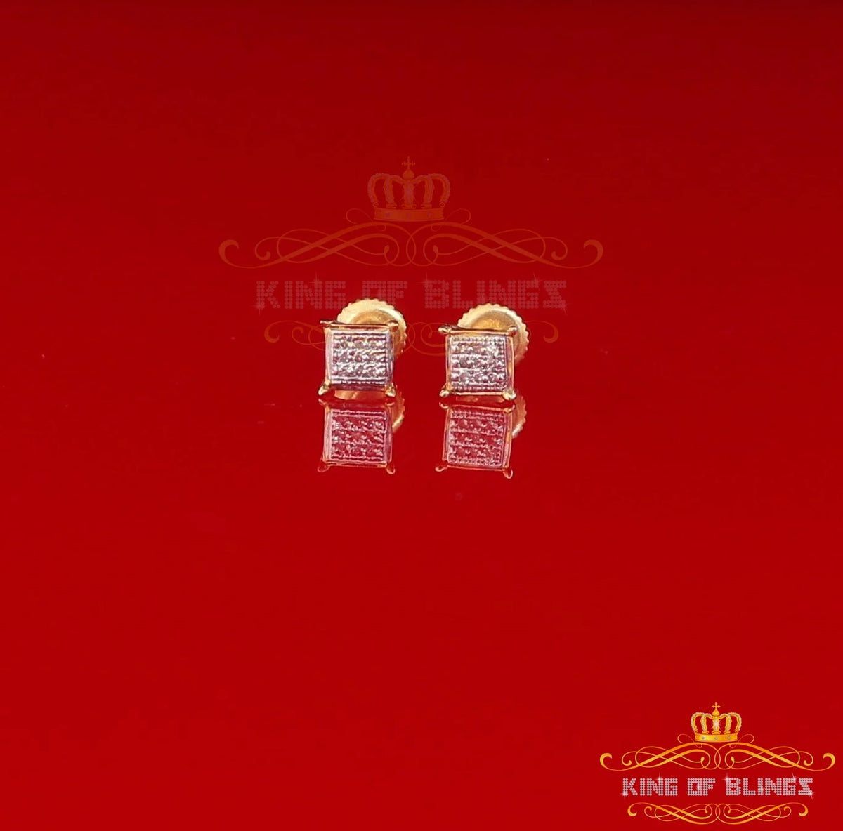 10K Real Yellow Gold Square Stud Earring O47001