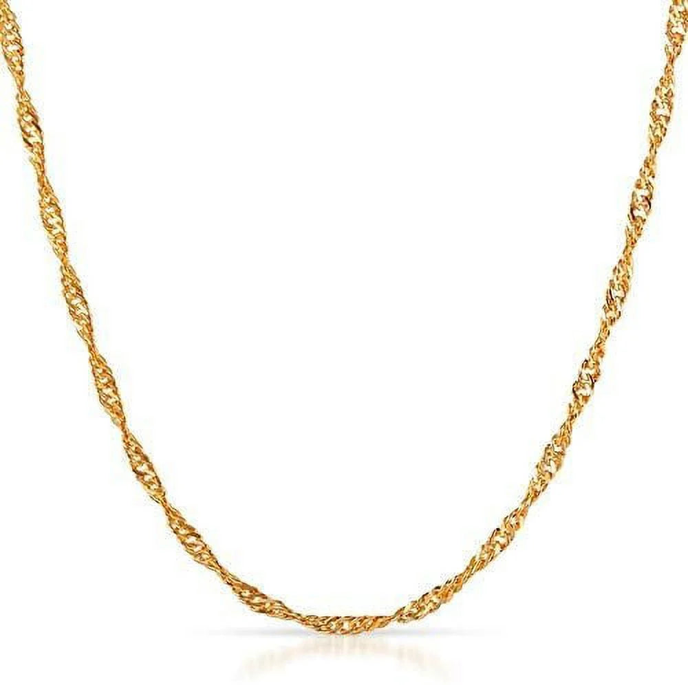 16 Inch 14K Yellow Gold 1.5mm Singapore Pendant Chain Necklace Q580660