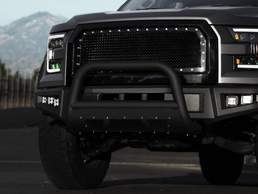 Matte Black Bull Bar with Mesh Skid Plate H5661