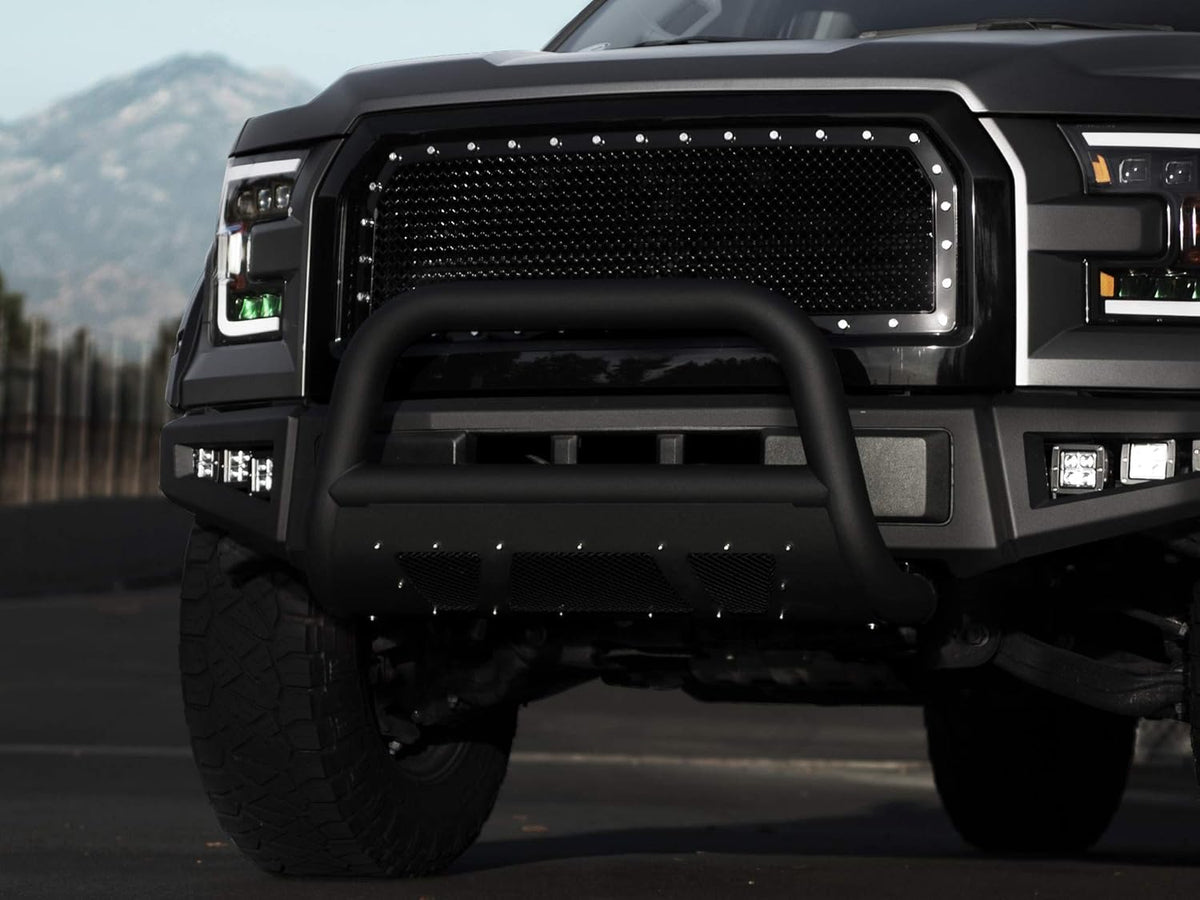 Matte Black Bull Bar with Mesh Skid Plate H5661
