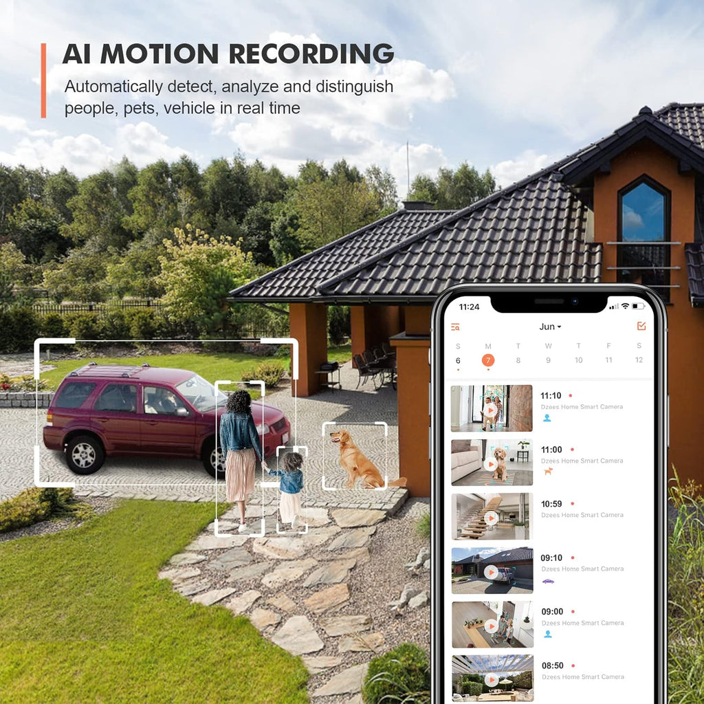 Wireless Security Camera Outdoor WiFi Battery Powered 360° PTZ Color Night Vision IP66 D61415