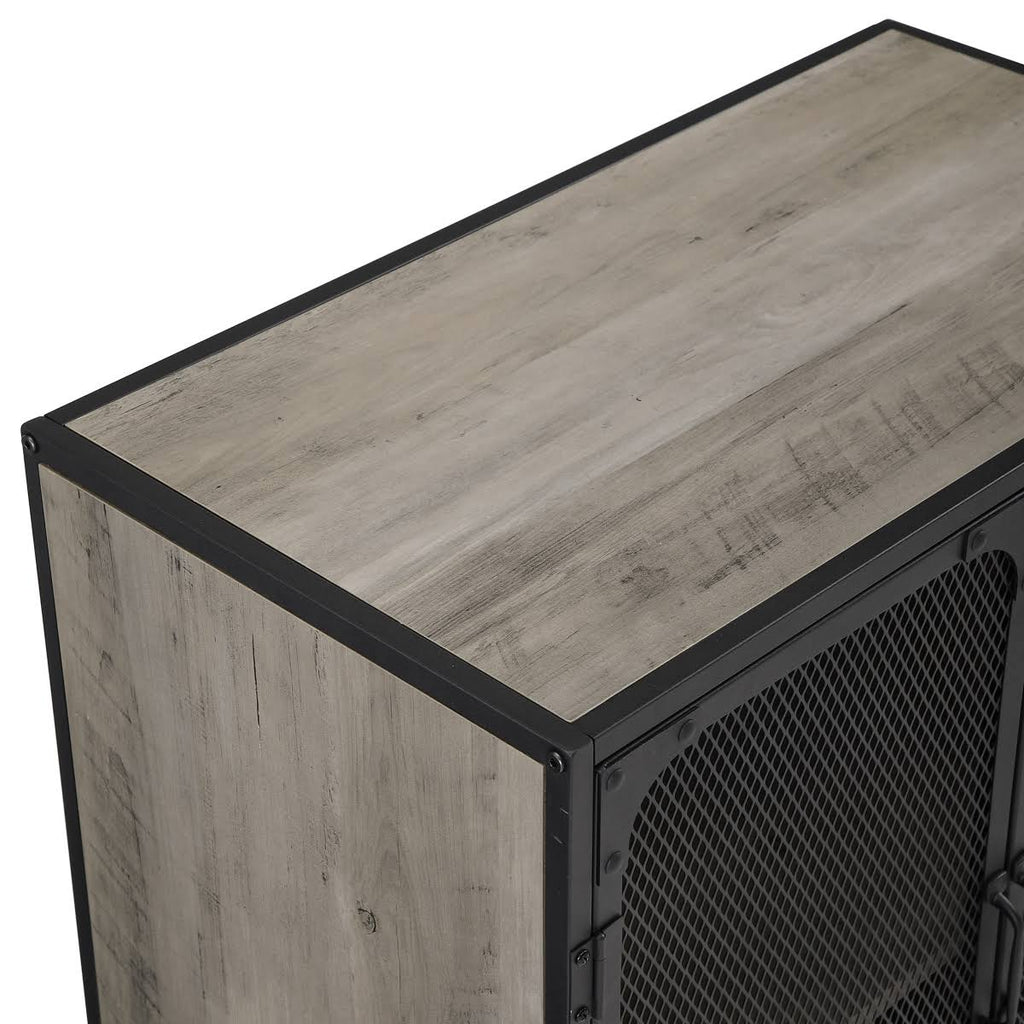 Grey Wash Gray Industrial Accent Cabinet P935