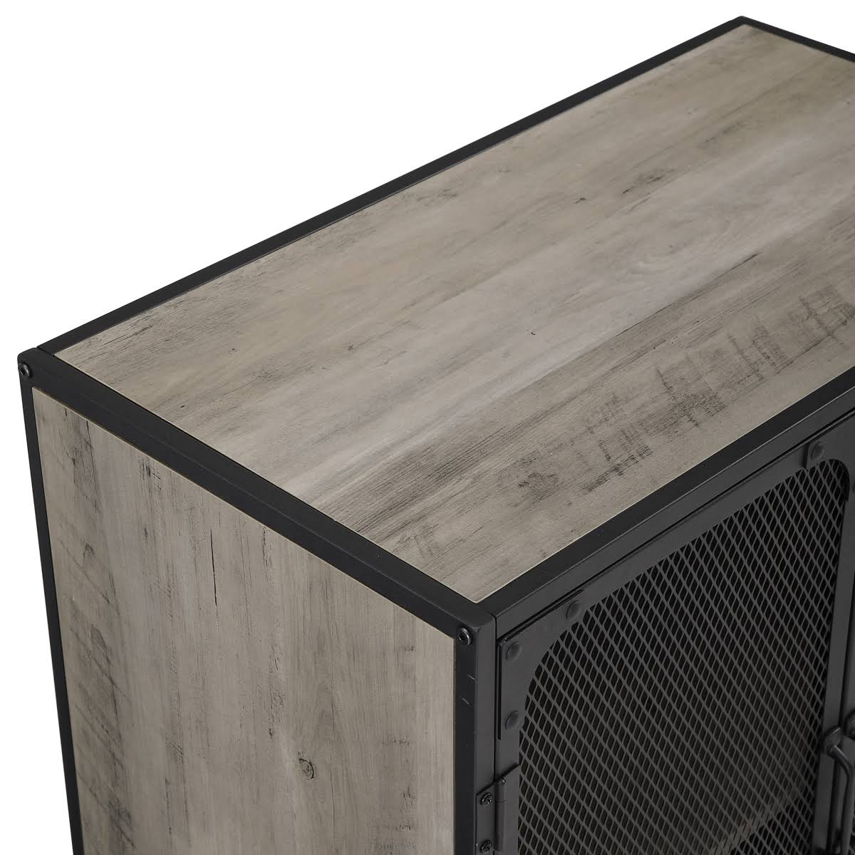 Grey Wash Gray Industrial Accent Cabinet P935