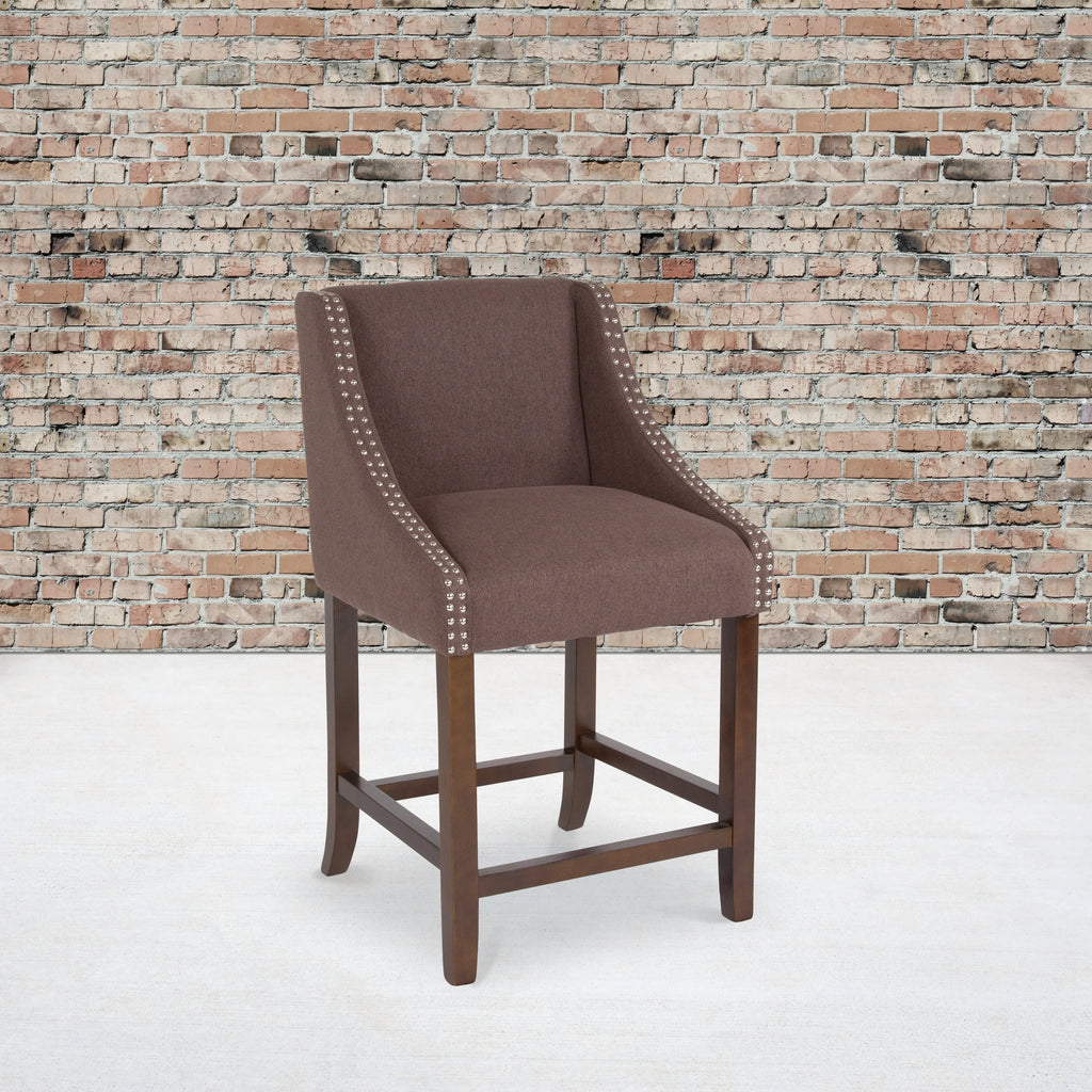 Walnut Counter Height Stool with Faux Leather J7046