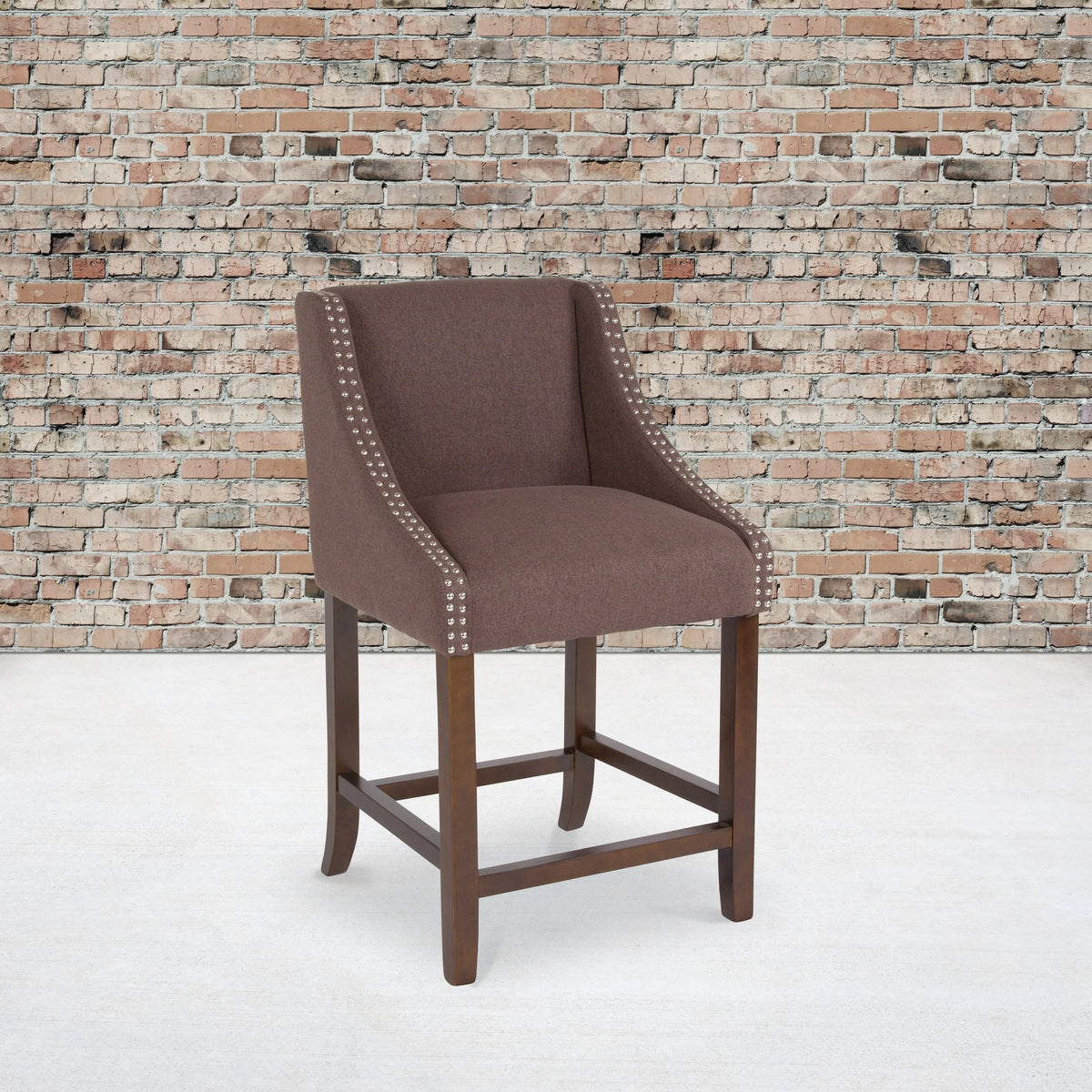Walnut Counter Height Stool with Faux Leather J7046