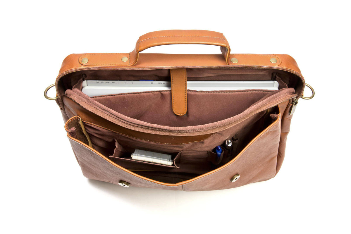 Leather Flap Over Computer Brief G46268