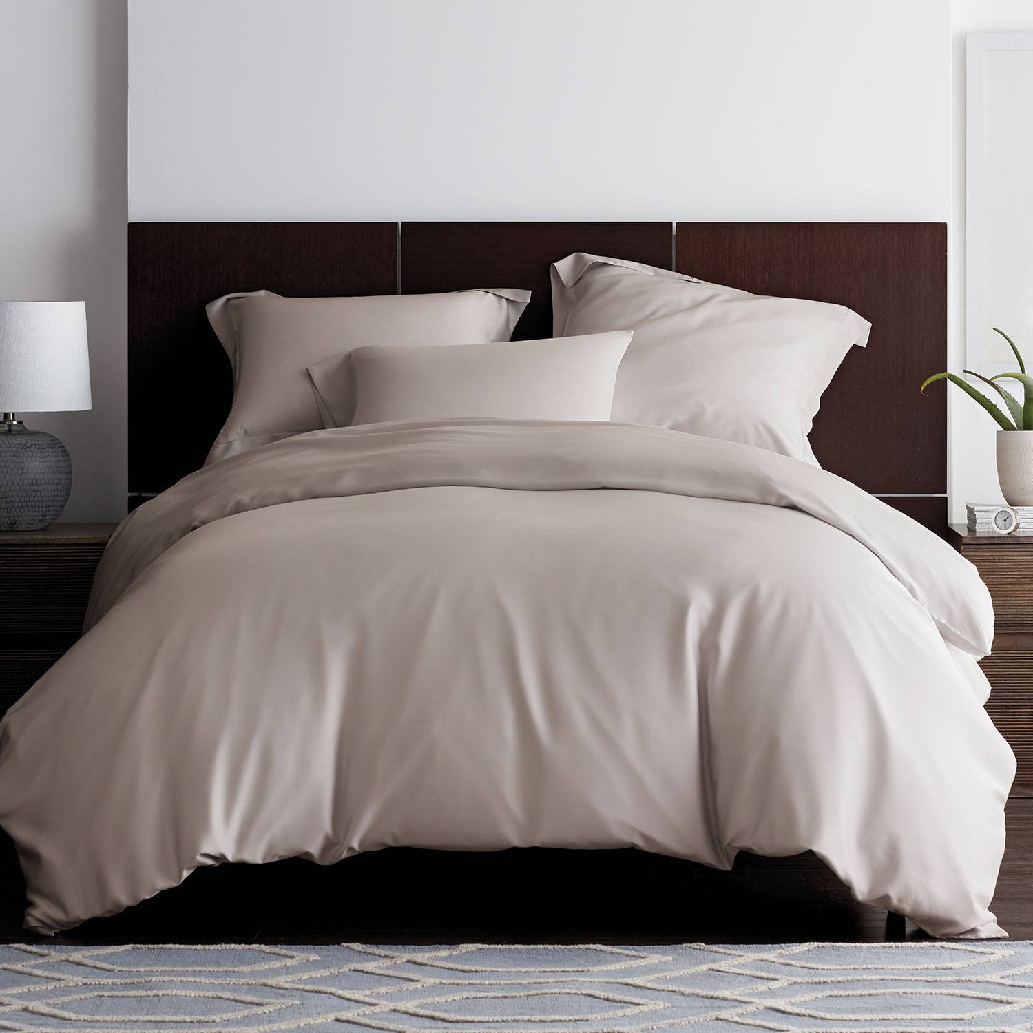 King Beige Tencel Lyocell Sateen Duvet Cover W3903