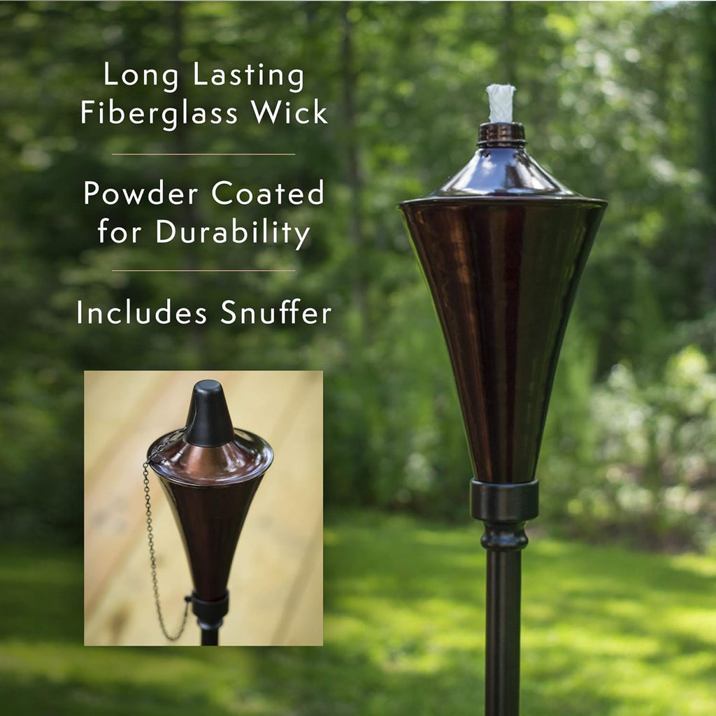 4-in-1 Outdoor Garden Torches with Table Top Stands and Deck Mounts (4-Pack, Caramel) V6639