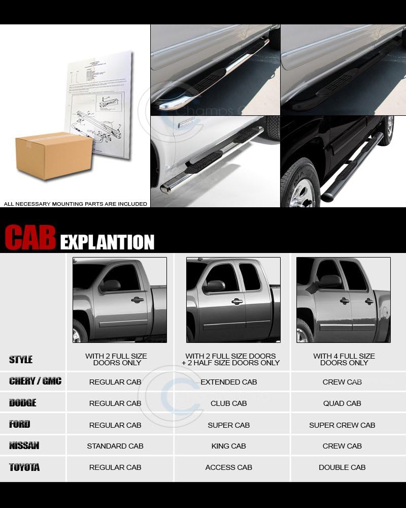 Matte Black Oval Side Step Nerf Bars Rail Boards F27340