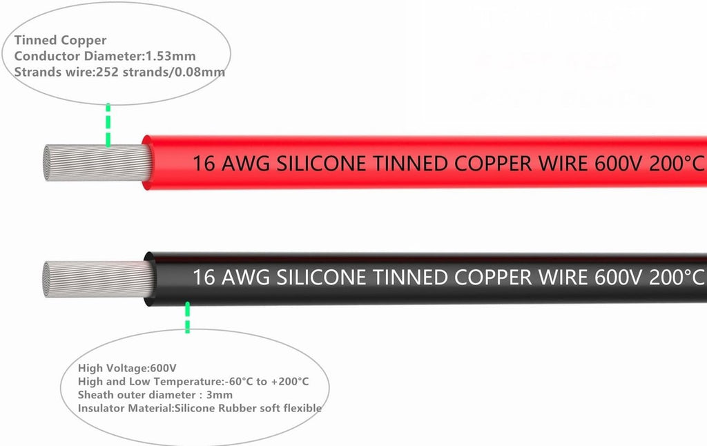 16 AWG Silicone Electrical Wire 160 Feet Tinned Copper Pack of 2 C952