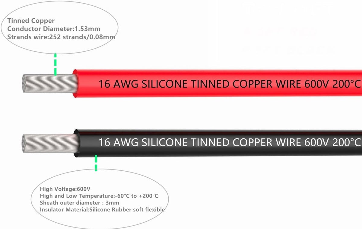 16 AWG Silicone Electrical Wire 160 Feet Tinned Copper Pack of 2 C952