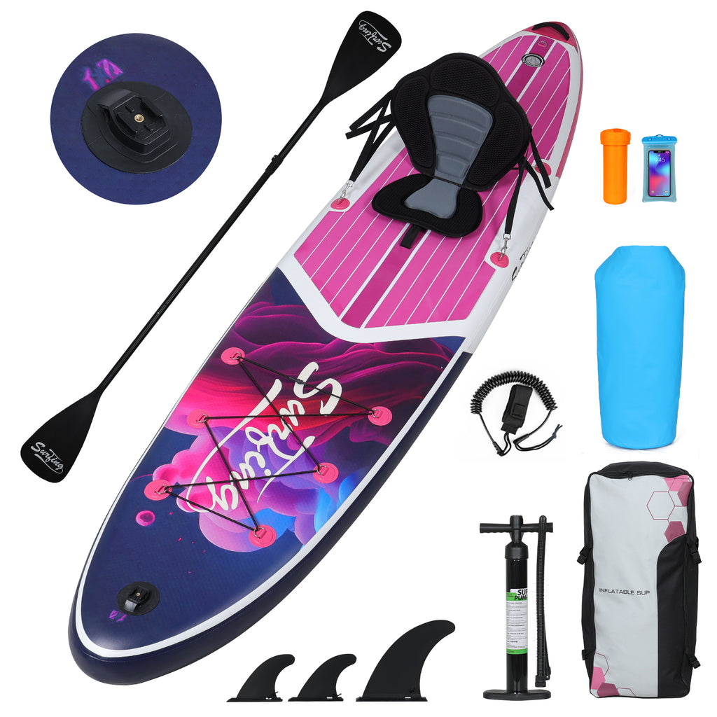 Pink Inflatable Stand Up Paddle Board and Sit-on Kayak Set with Backpack B98932