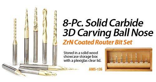 3-Pc ZrN Coated 1/4x22 Shank Router Bit Z46779