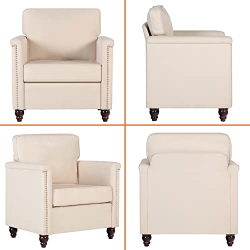 Beige Fabric Accent Chairs Set of 2 A105