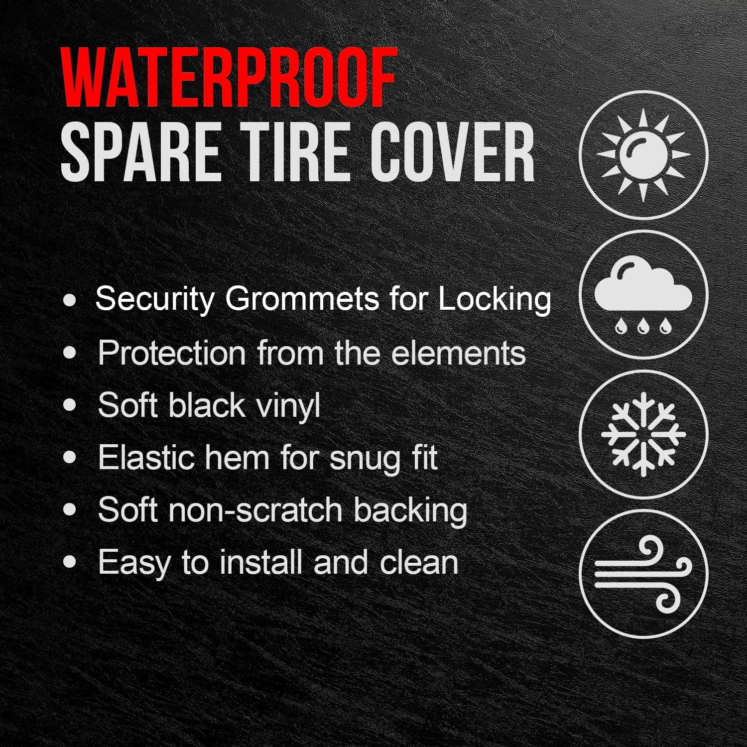 Black 28 Inch Tire Covers Y2411