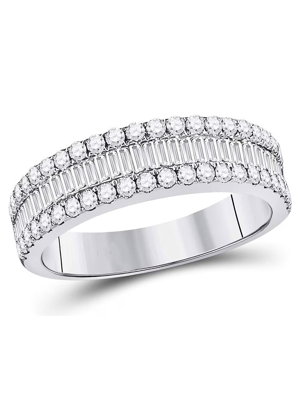 14K White Gold Diamond Wedding Band Ring A873