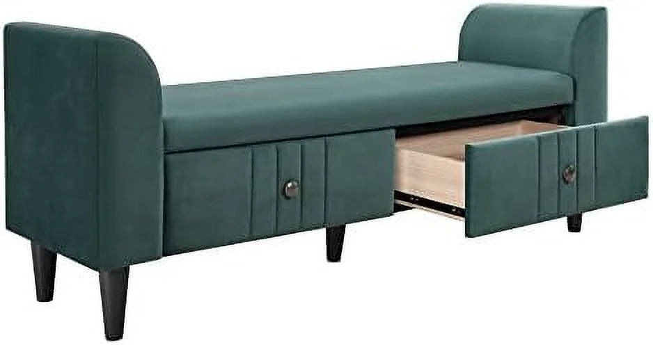 Velvet Tufted Ottoman Bench with Pillow M427011