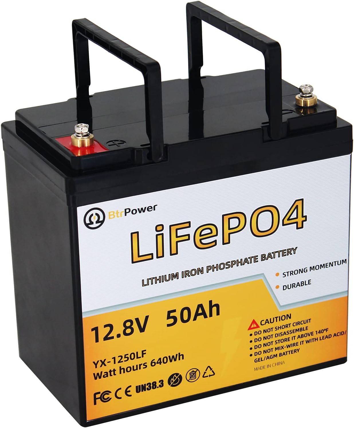 12V 50Ah LiFePO4 Deep Cycle Battery with 50A BMS F2565