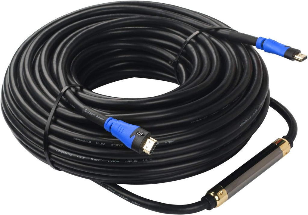 HDMI Cable 100 Feet with Signal Booster, CL3 Rated Black, Pack of 2 D933