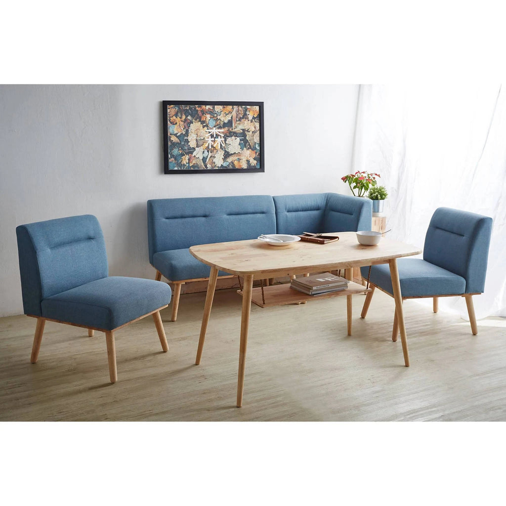 Blue/Natural Mid Century Wood Corner Sectional Sofa N82852