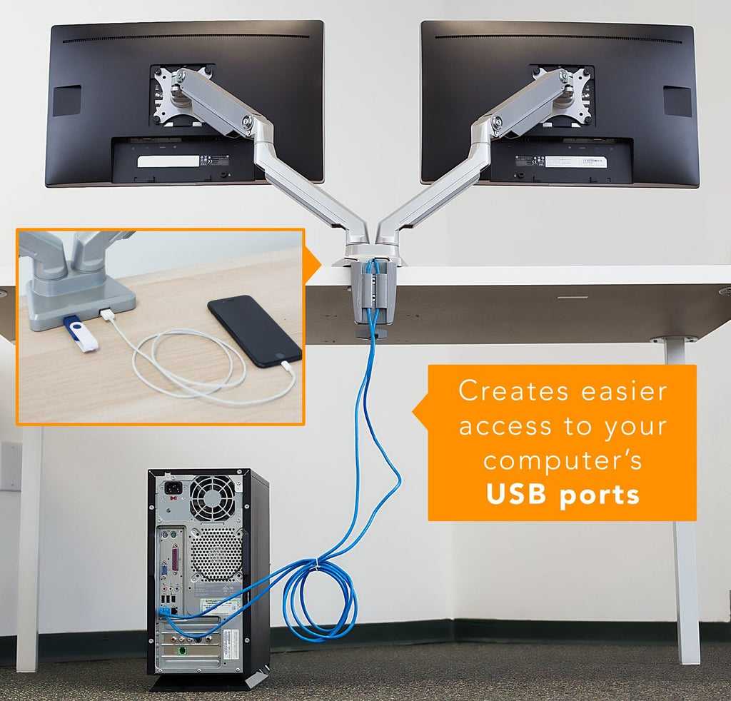 Dual Monitor Arm Mount Desk Stand with USB Ports O842979