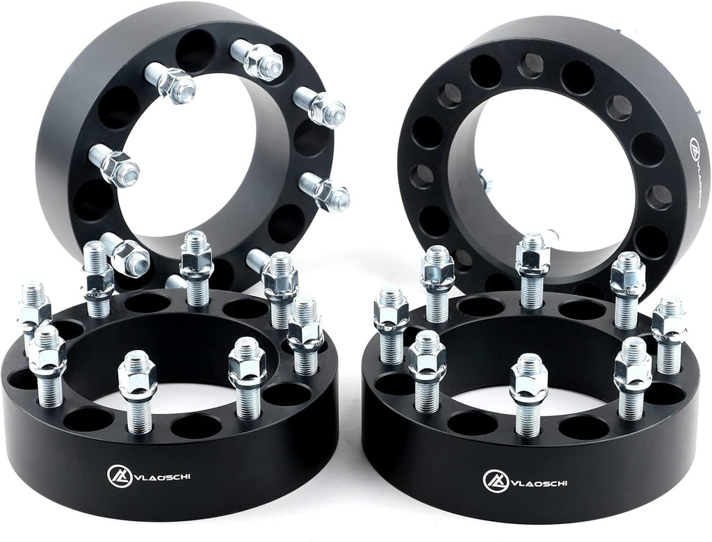 Black Forged 8x170 to 8x180 Wheel Adapters 2 Inch with 14x2 Studs Pack of 4 V65294